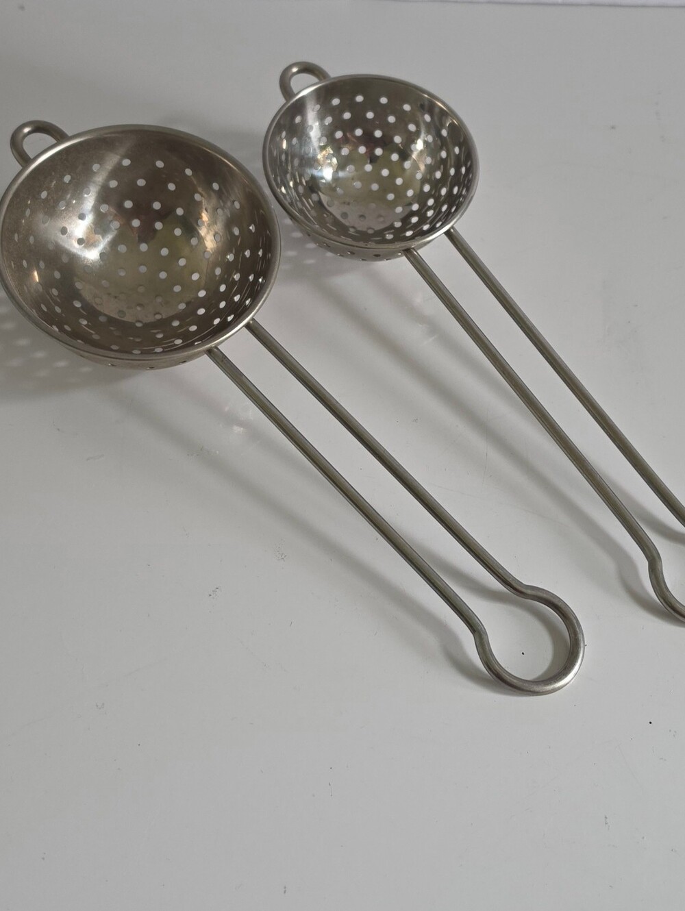 Vintage Stainless Steel Tea Strainer Set Of 2 - Silver
